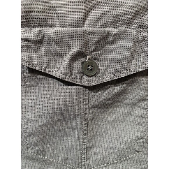 Slim Fit L Calvin Klein Geometric Pattern Gray 96% Cotton 4% Lastol Pocket Shirt - Picture 4 of 16